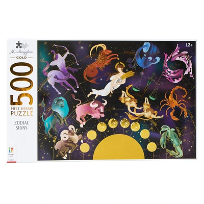 Mindbogglers™ Gold Zodiac Signs 500-Piece Jigsaw Puzzle