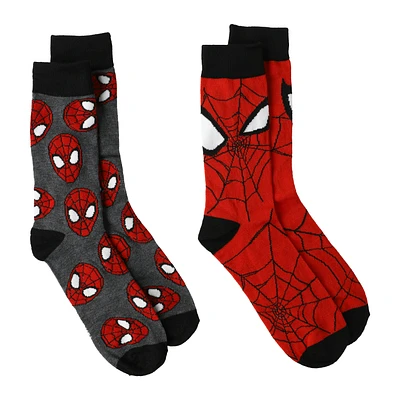 Spider-Man Mens Crew Socks 2-Pack