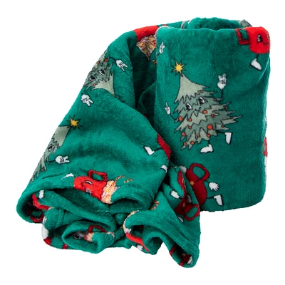 holiday print plush blanket