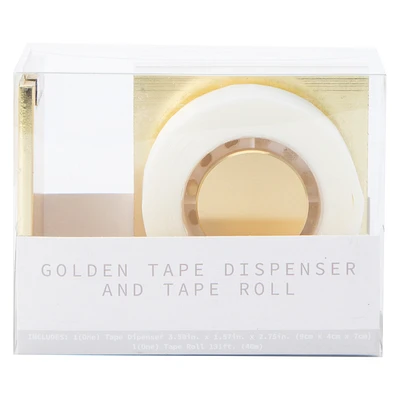 Gold Tape Dispenser & Tape Roll