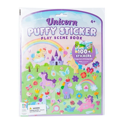 Unicorn Puffy Sticker Play Scene Book With Over 100 Stickers