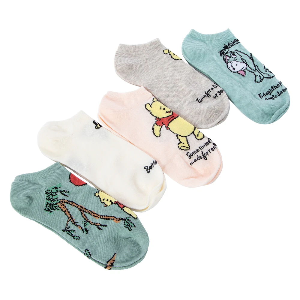 Ladies Disney Winne The Pooh No-Show Socks 5-Pack