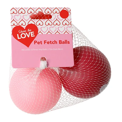 Valentine's Day Dog Ball Toys 3-Count