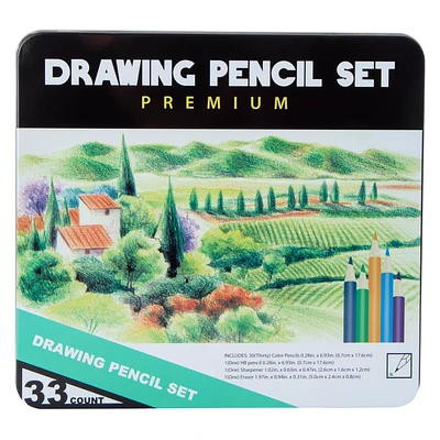 Premium Drawing Pencils 33-Piece Set