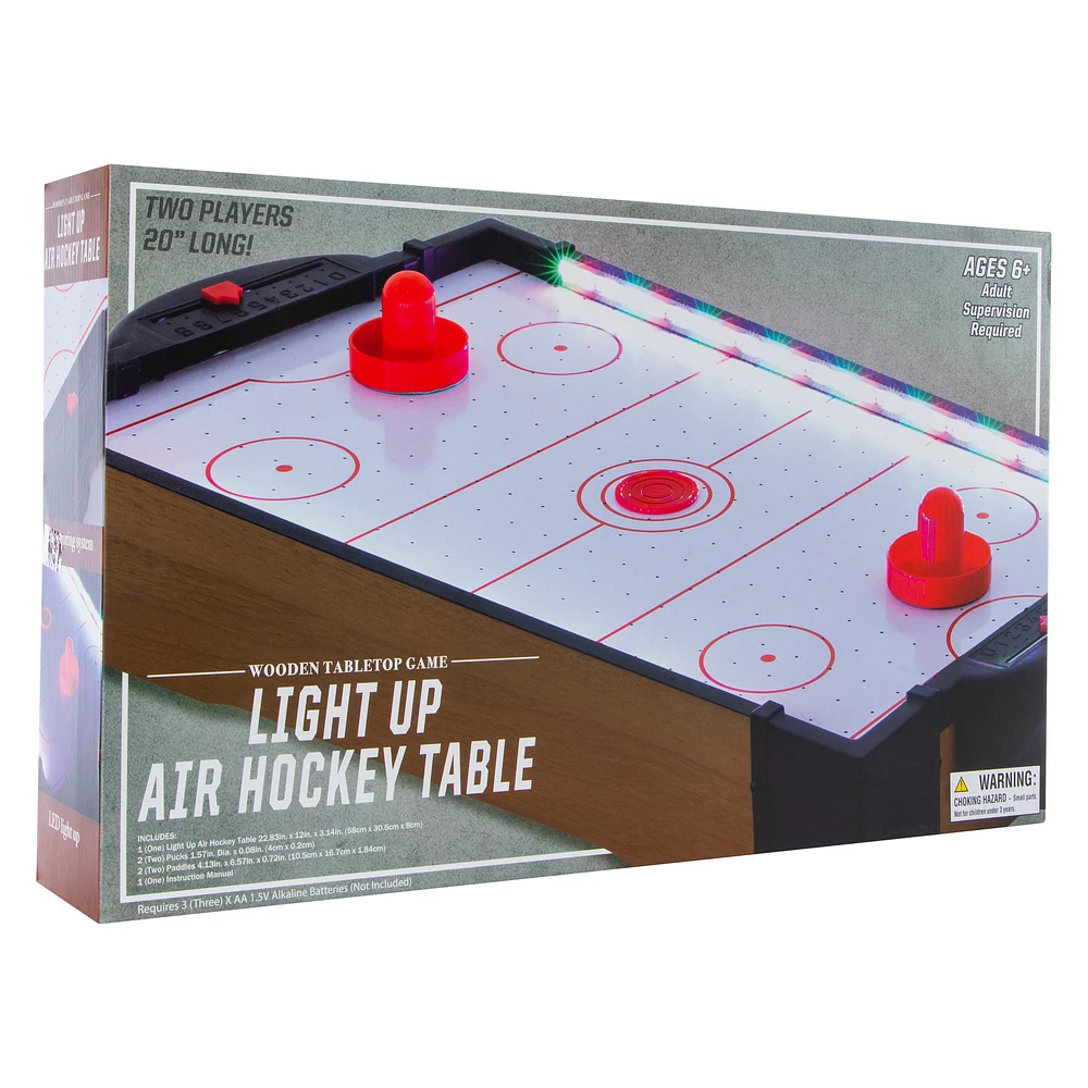 tabletop light up air hockey game 22.8in x 12in