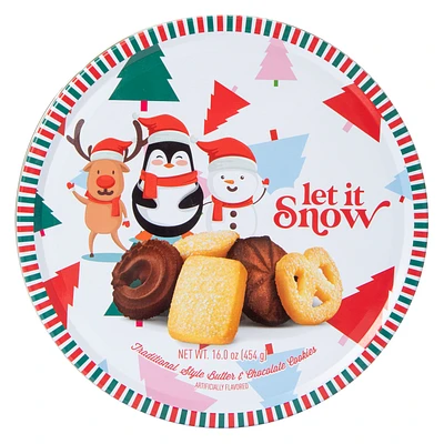 'Let It Snow' Holiday Butter & Chocolate Cookies Tin 16oz