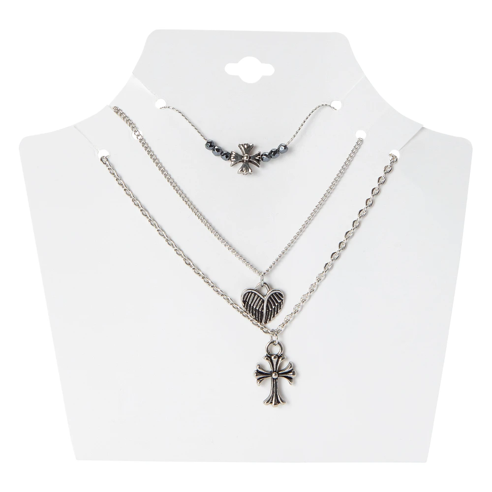 Gothic Cross Layered Necklace 3-Piece Set