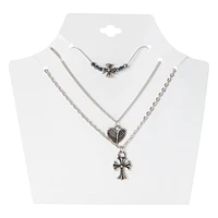 Gothic Cross Layered Necklace 3-Piece Set