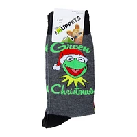 The Muppets Mens Kermit Christmas Crew Socks 2-Pack