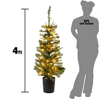 4ft Potted Artificial Christmas Tree With Lights