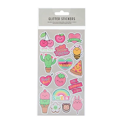 kawaii glitter stickers 64-count