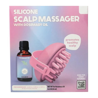 Silicone Scalp Massager With Rosemary Oil Set
