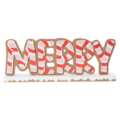 'Merry' Wood Tabletop Sign 10.24in x 4.13in