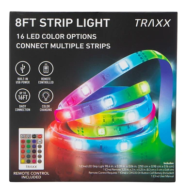 8ft Multicolor LED Light Strip With Remote