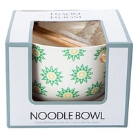 Ceramic Noodle Bowl with Chopsticks & Spoon