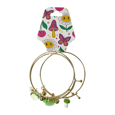 Girly Bangle Charm Bracelets 3-Piece Set