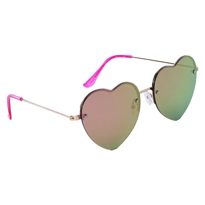 Ladies Retro Mirror Heart Sunglasses