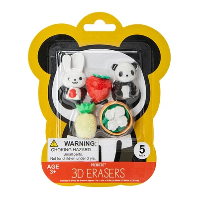 Panda Foodie 3D Eraser Set 5-Pack