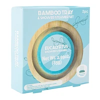 Bamboo Tray & Eucalyptus Shower Steamer Set 2-Piece