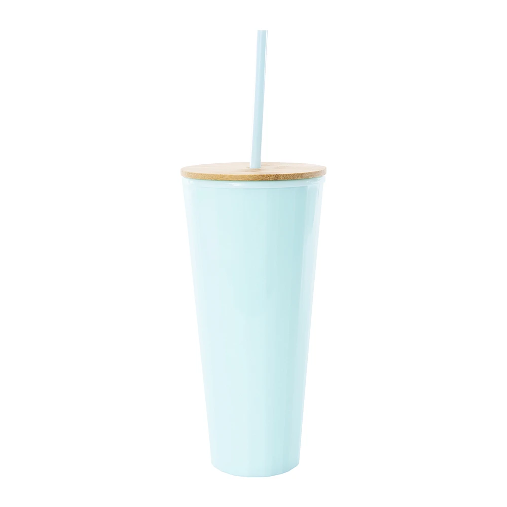 Faceted Tumbler With Bamboo Lid 24oz