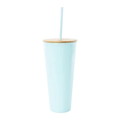 Faceted Tumbler With Bamboo Lid 24oz