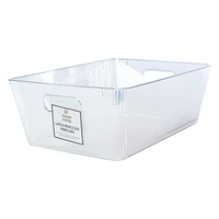 Large Clear Iridescent Ribbed Storage Bin 14in x 10in