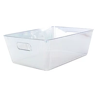Large Clear Iridescent Ribbed Storage Bin 14in x 10in