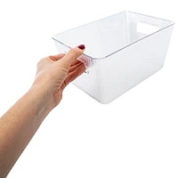 Small Clear Iridescent Ribbed Storage Bin 10in x 7in