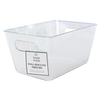 Small Clear Iridescent Ribbed Storage Bin 10in x 7in