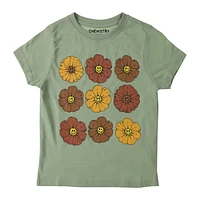 Juniors Daisy Happy Face Graphic Tee