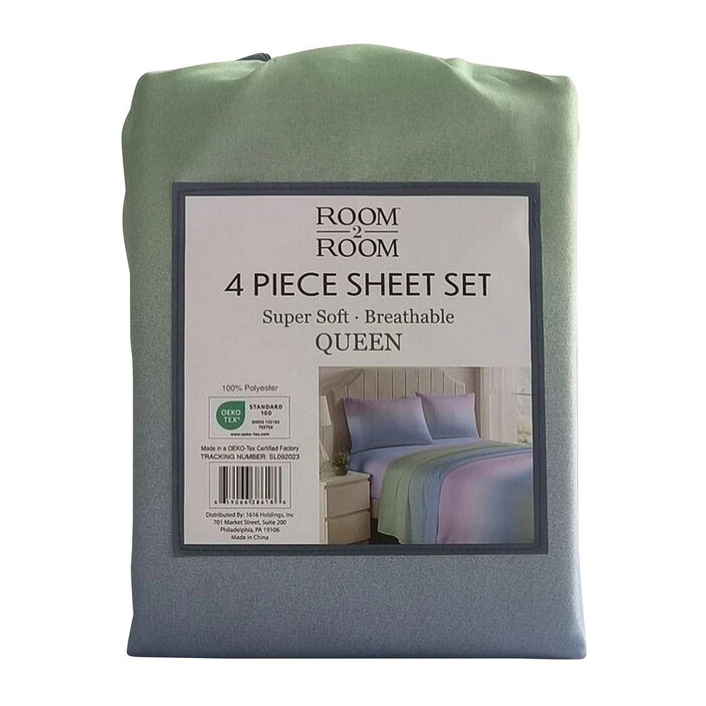 Queen Size 4-Piece Ombre Sheet Set