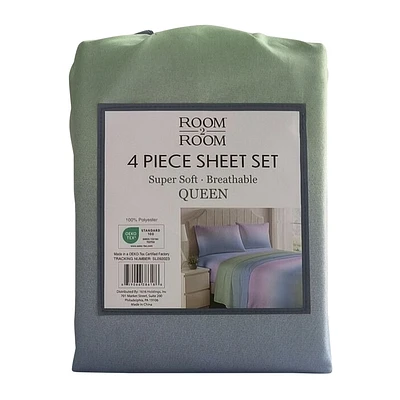 Queen Size 4-Piece Ombre Sheet Set