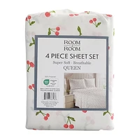 Queen Size 4-Piece Cherry Sheet Set