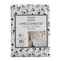 Queen Size 4-Piece Floral Sheet Set