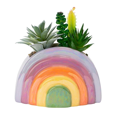 Rainbow Ceramic Faux Plant 5.9in x 6.5in