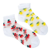 Ladies Sheer Fruit Quarter Crew Socks 2-Pack