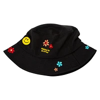 Happy Face Embroidered Bucket Hat