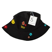 Happy Face Embroidered Bucket Hat