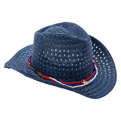 Straw Cowboy Hat With Beads