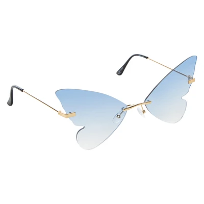 Ladies Rimless Metal Butterfly Sunglasses