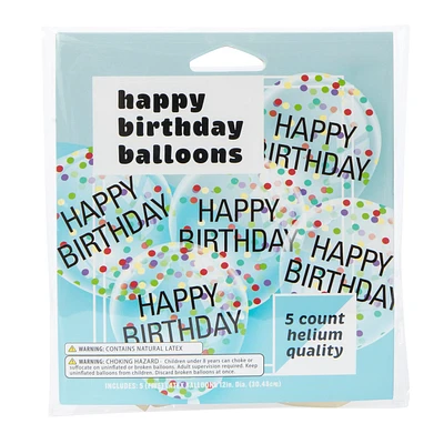 Confetti Filled Happy Birthday Balloons 5-Count