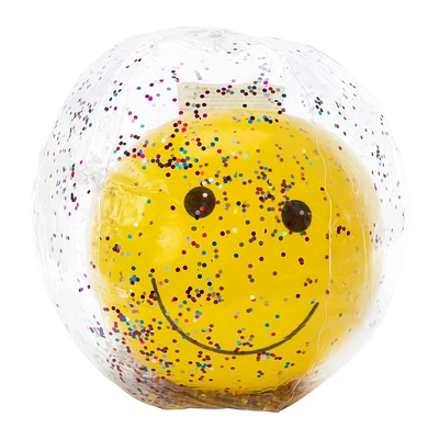 Happy Face Glitter Beach Ball 15in