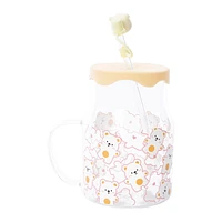 Kawaii Glass Drink Tumbler With Lid 26.4oz