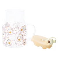 Kawaii Glass Drink Tumbler With Lid 26.4oz