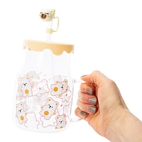 Kawaii Glass Drink Tumbler With Lid 26.4oz