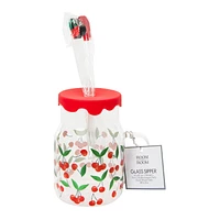 Fruit Printed Glass Sipper Travel Cup 26.4oz