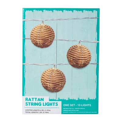 Rattan String Lights Set 7.2ft