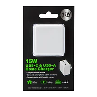 15W USB-C & USB-A Home Charger