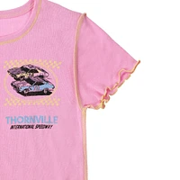 Juniors Racing Graphic Lettuce Trim Tee