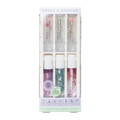 Smoke & Mirrors Flower Lip Balm & Botanical Lip Oil Set 6-Piece